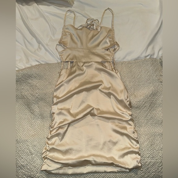 NERINA
Side Strap Cowl Neck Mini Dress in Ivory - Picture 3 of 3